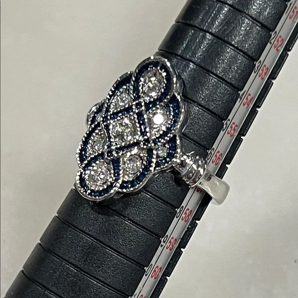 Elegant Silver and Blue Women's Ring
